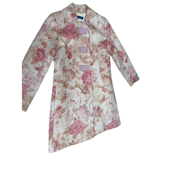 "MARIO BALTHAZAR" STUNNING Y2K Peonies Faux Suede Dress Coat SZ 2 RARE! PLZ READ - Picture 6 of 16
